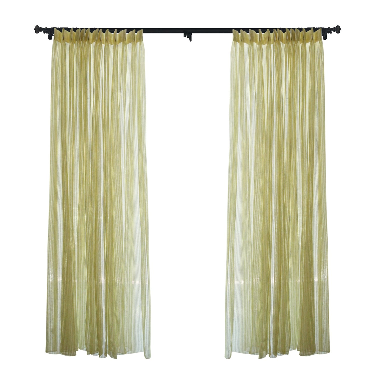 Custom Lunaria 100% Organic Linen Jacquard Light Filtering Sheer Curtains / Drapes | MIFU Decor