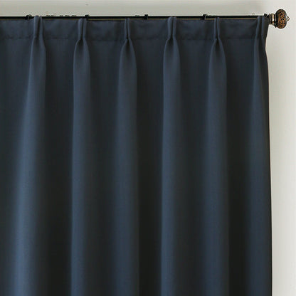 Custom Marine Navy Blue Solid Yarn-dyed Textured Room Darkening Curtains / Drapes | MIFU Decor