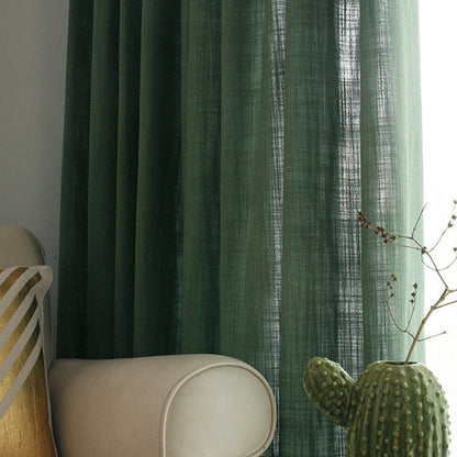 Custom Forest Dark Green Solid Yarn-dyed Room Darkening Curtains / Drapes | MIFU Decor