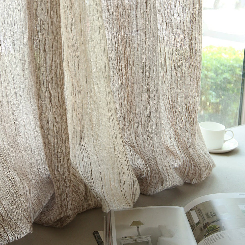 Custom Nile Gradient Crocodile Pattern 100% Organic Cotton-Linen Blend Sheer Curtains / Drapes | MIFU Decor