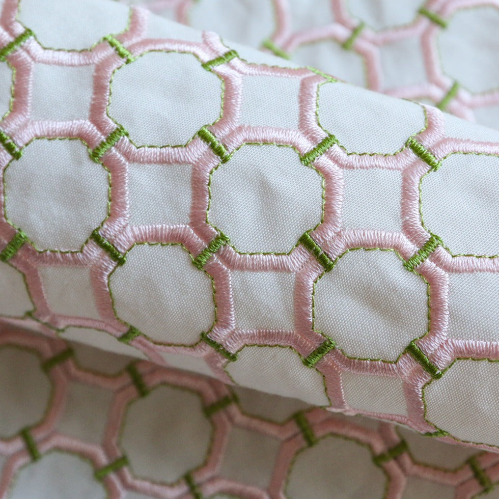Custom Bella Geometric Embroidered Simulated Silk Curtains / Drapes | MIFU Decor