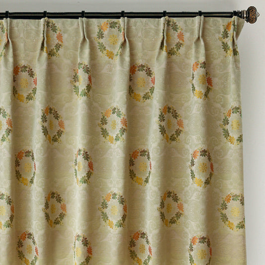 Custom Wreath Floral Jacquard Room Darkening Curtains / Drapes | MIFU Decor