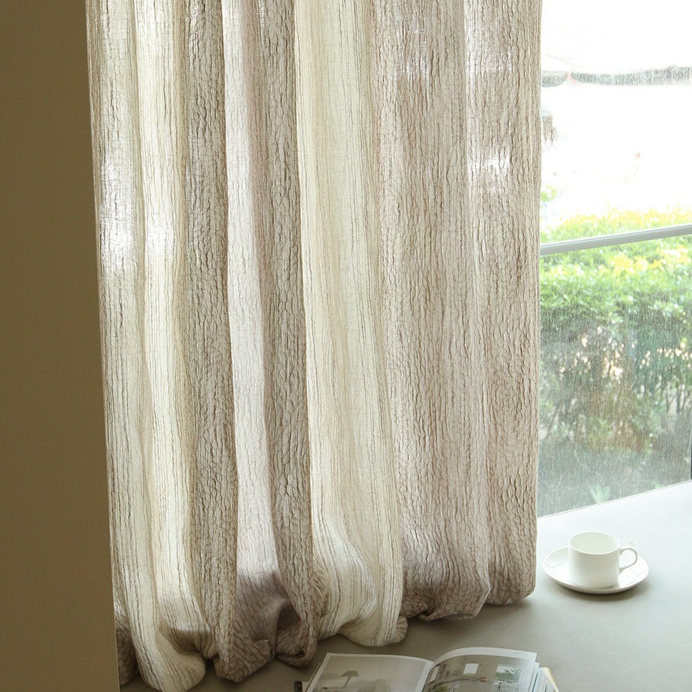 Custom Nile Gradient Crocodile Pattern 100% Organic Cotton-Linen Blend Sheer Curtains / Drapes | MIFU Decor