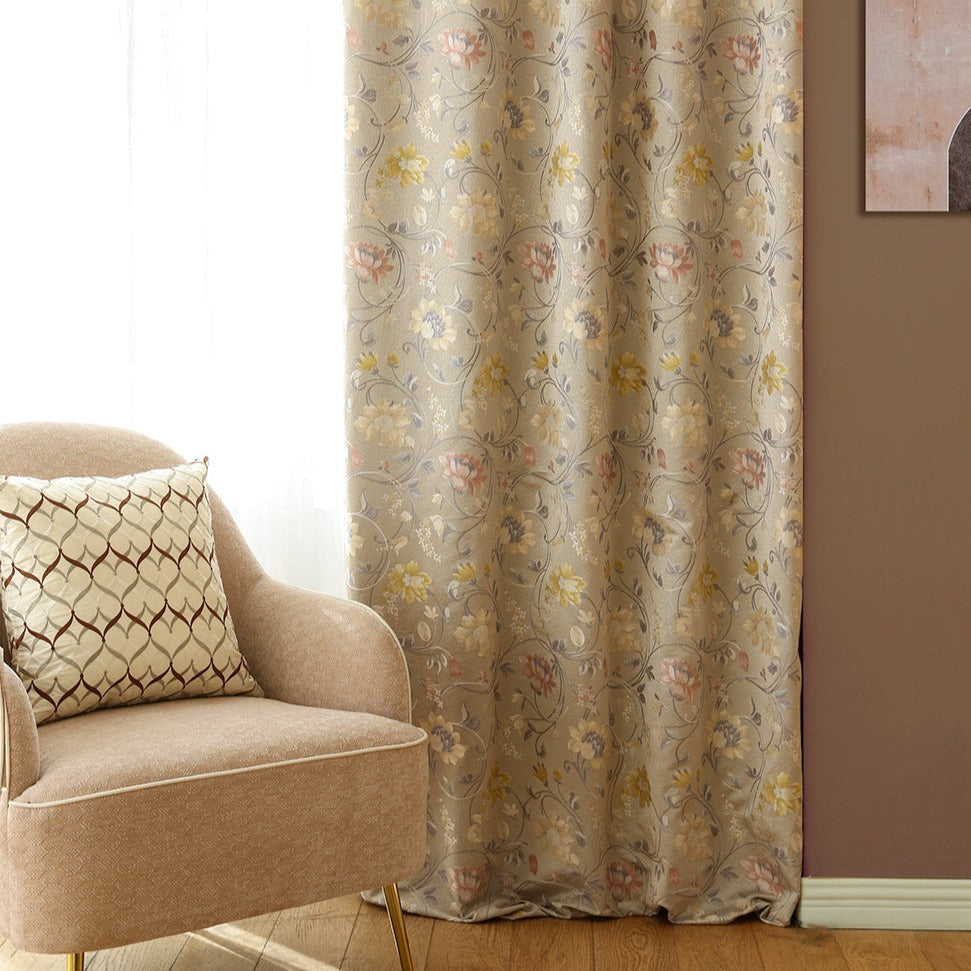 Custom Elysian Garden Floral Room Darkening Curtains / Drapes | MIFU Decor