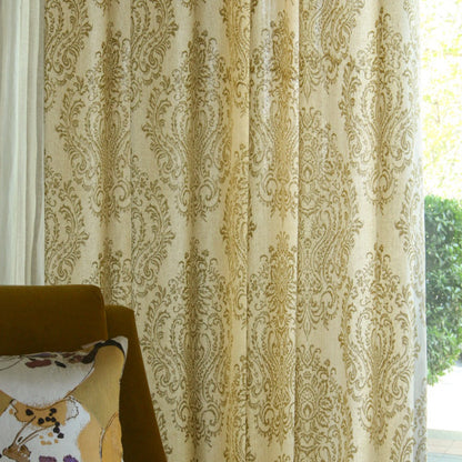 Custom Damask Cotton-Linen Floral Print Curtains / Drapes | MIFU Decor