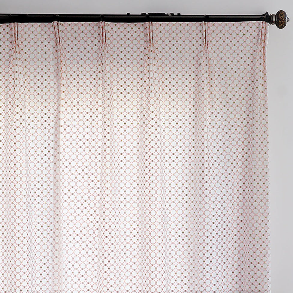 Custom Bella Geometric Embroidered Simulated Silk Curtains / Drapes | MIFU Decor