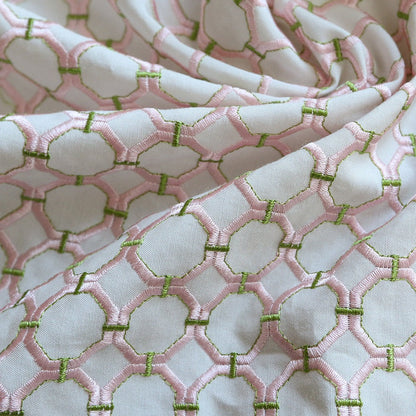 Custom Bella Geometric Embroidered Simulated Silk Curtains / Drapes | MIFU Decor