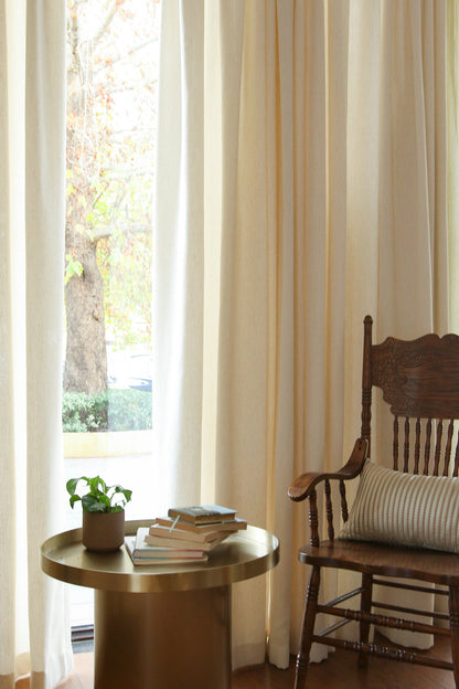 Custom Serenity Linen-Blend Jacquard Light-Filtering Curtains / Drapes | MIFU Decor