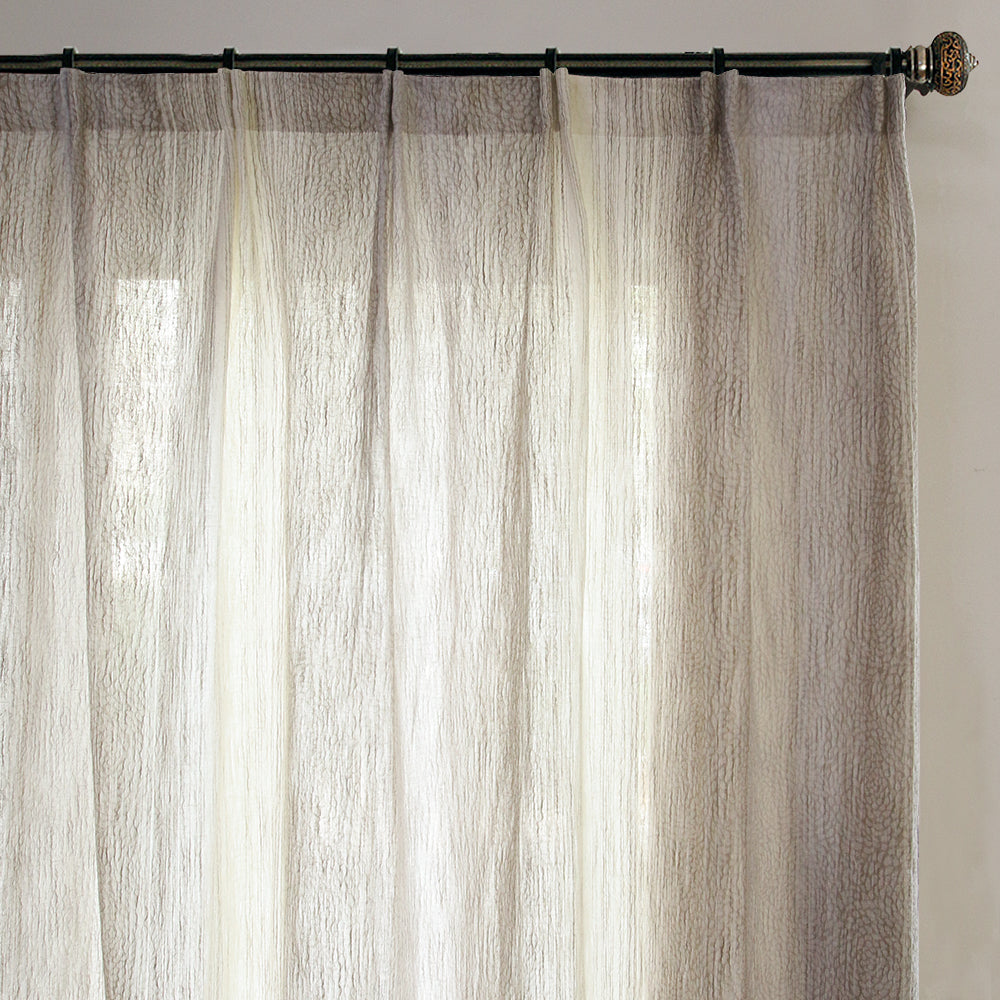 Custom Nile Gradient Crocodile Pattern 100% Organic Cotton-Linen Blend Sheer Curtains / Drapes | MIFU Decor