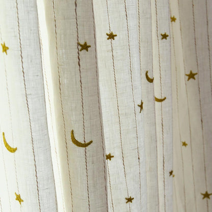 Custom Little Prince Moon & Star Embroidered Cotton-Linen Curtains / Drapes | MIFU Decor