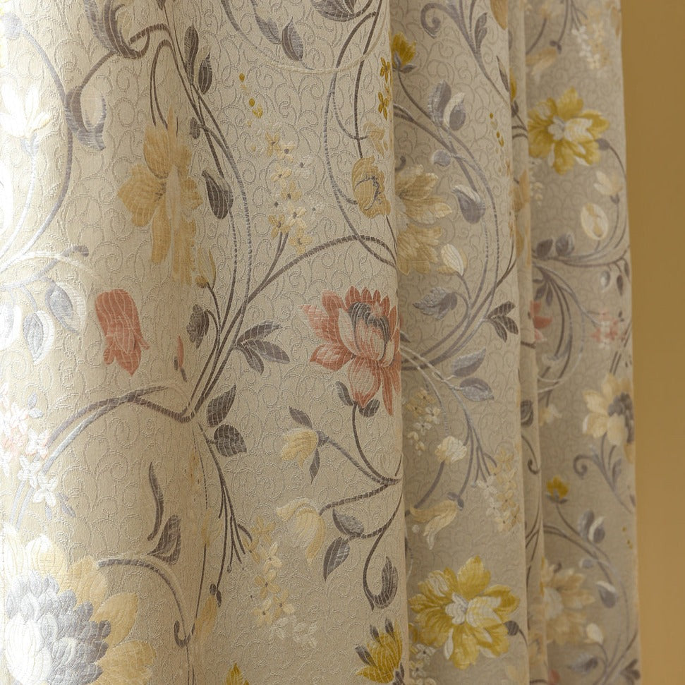 Custom Elysian Garden Floral Room Darkening Curtains / Drapes | MIFU Decor