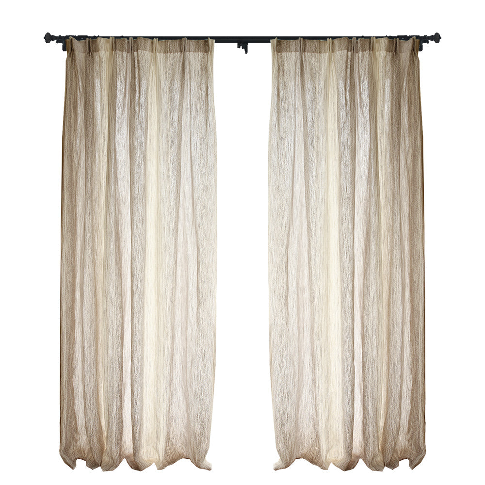 Custom Nile Gradient Crocodile Pattern 100% Organic Cotton-Linen Blend Sheer Curtains / Drapes | MIFU Decor