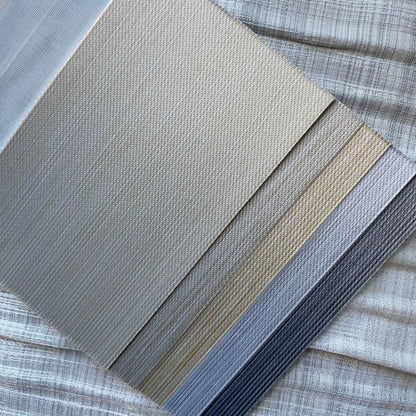 Custom Designer Textured Room Darkening Zebra Blinds / Dual Sheer Shades | MIFU Decor