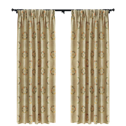 Custom Wreath Floral Jacquard Room Darkening Curtains / Drapes | MIFU Decor