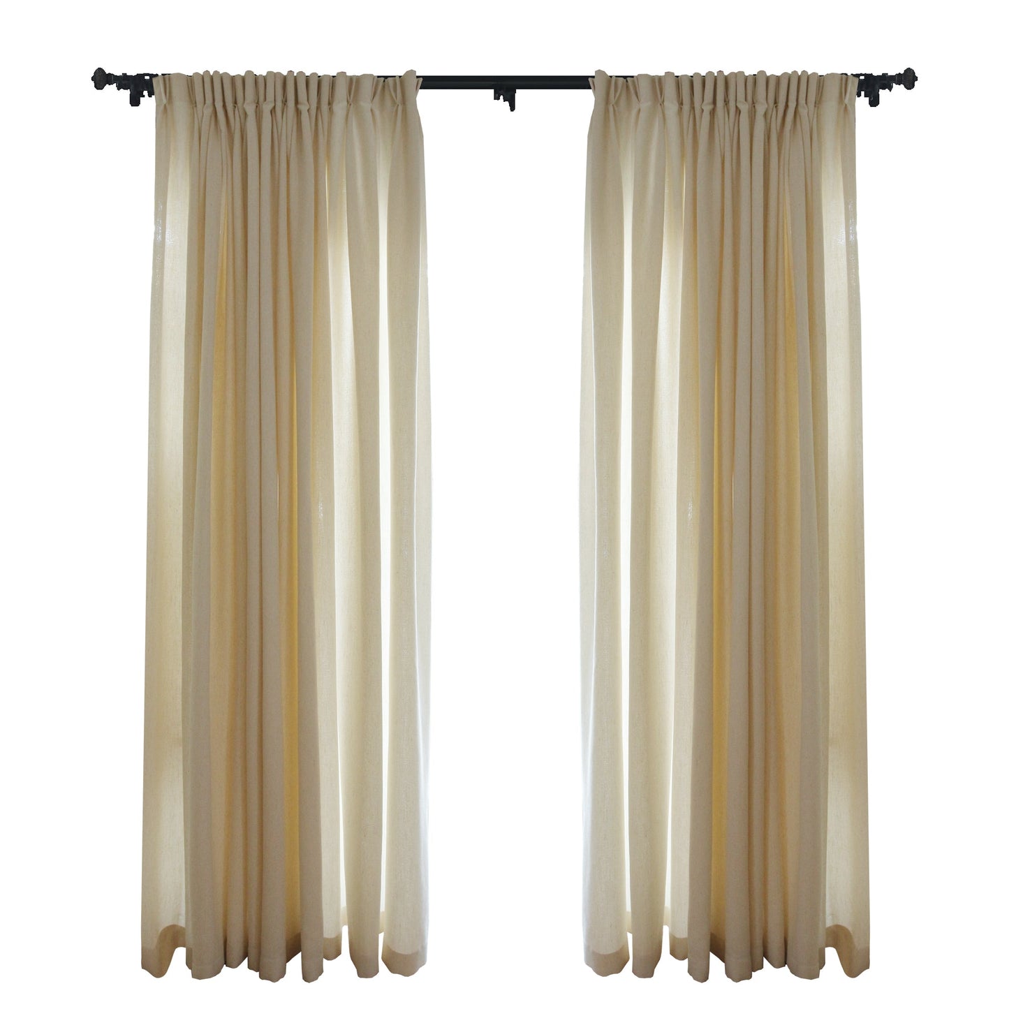 Custom Serenity Linen-Blend Jacquard Light-Filtering Curtains / Drapes | MIFU Decor