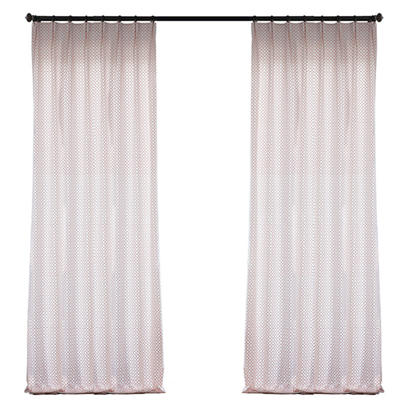 Custom Bella Geometric Embroidered Simulated Silk Curtains / Drapes | MIFU Decor