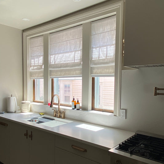 Custom Linen Textured Light Filtering Roman Shades | MIFU Decor