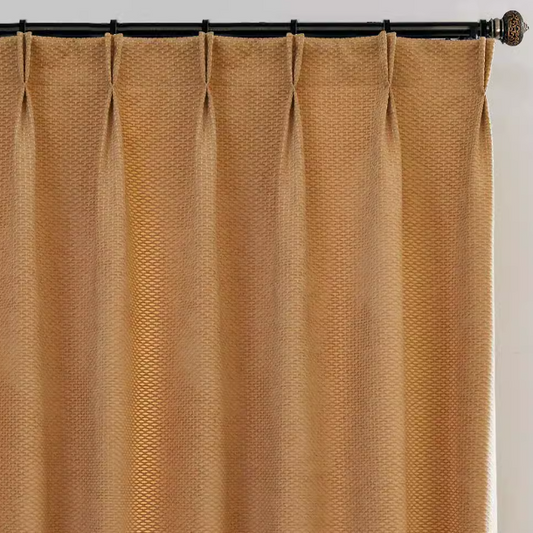 Custom Beth Textured Yellow Jacquard Room Darkening Curtains / Drapes | MIFU Decor