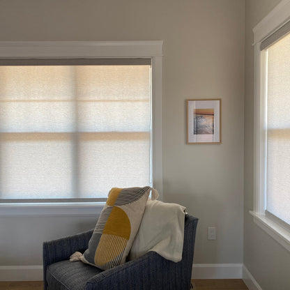 Custom Natural Woven Textured Light Filtering Roller Shades / Blinds | MIFU Decor