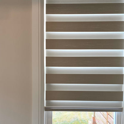 Premium Wool-Textured Room Darkening Zebra Blinds/ Dual Sheer Shades | MIFU Decor
