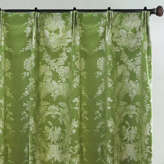 Custom Eden Botanical Green Room Darkening Curtains / Drapes | MIFU Decor