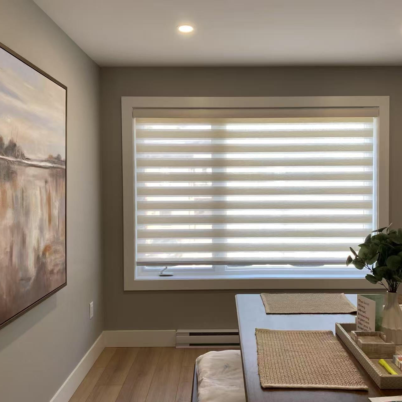 Premium Textured Light Filtering Zebra Blinds / Dual Sheer Shades | MIFU Decor