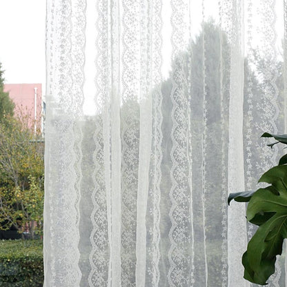 Custom Elisabeth Cotton Embroidered Floral Lace Sheer Curtains / Drapes | MIFU Decor