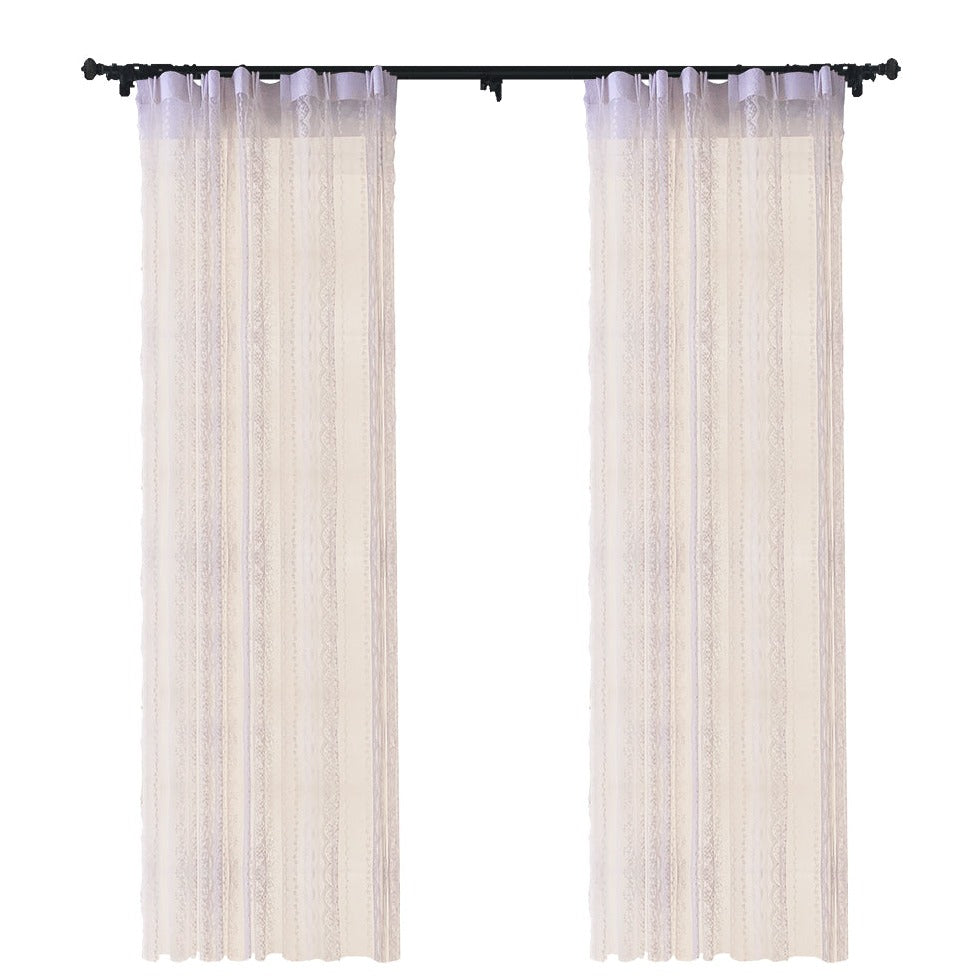 Custom Elisabeth Cotton Embroidered Floral Lace Sheer Curtains / Drapes | MIFU Decor