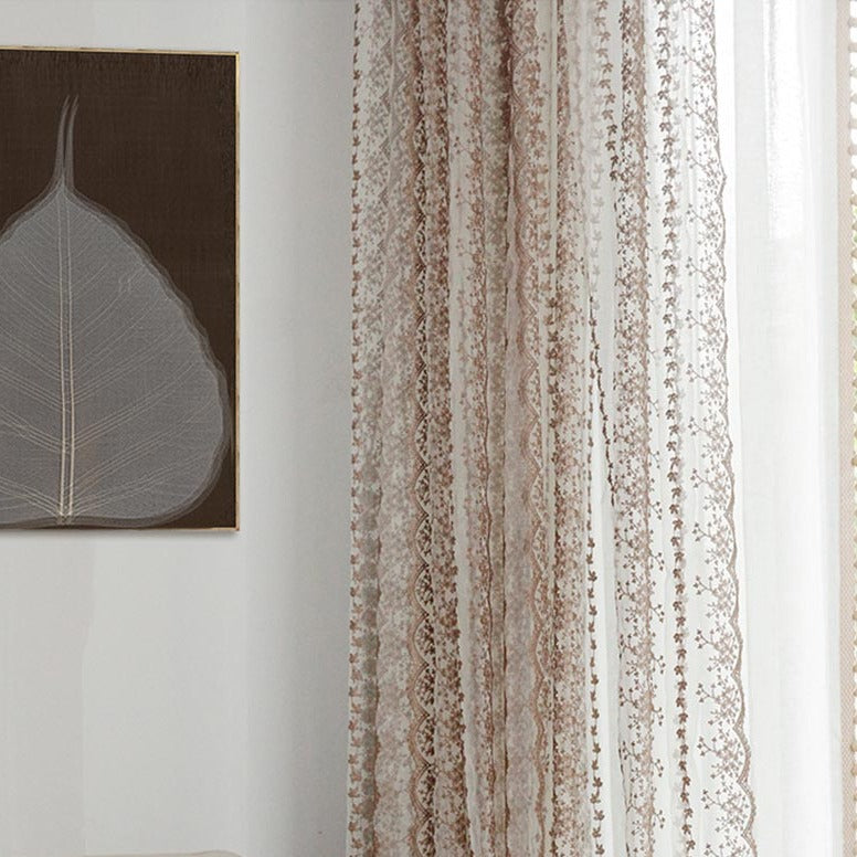 Custom Elisabeth Cotton Embroidered Floral Lace Sheer Curtains / Drapes | MIFU Decor