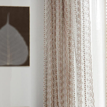 Custom Elisabeth Cotton Embroidered Floral Lace Sheer Curtains / Drapes | MIFU Decor