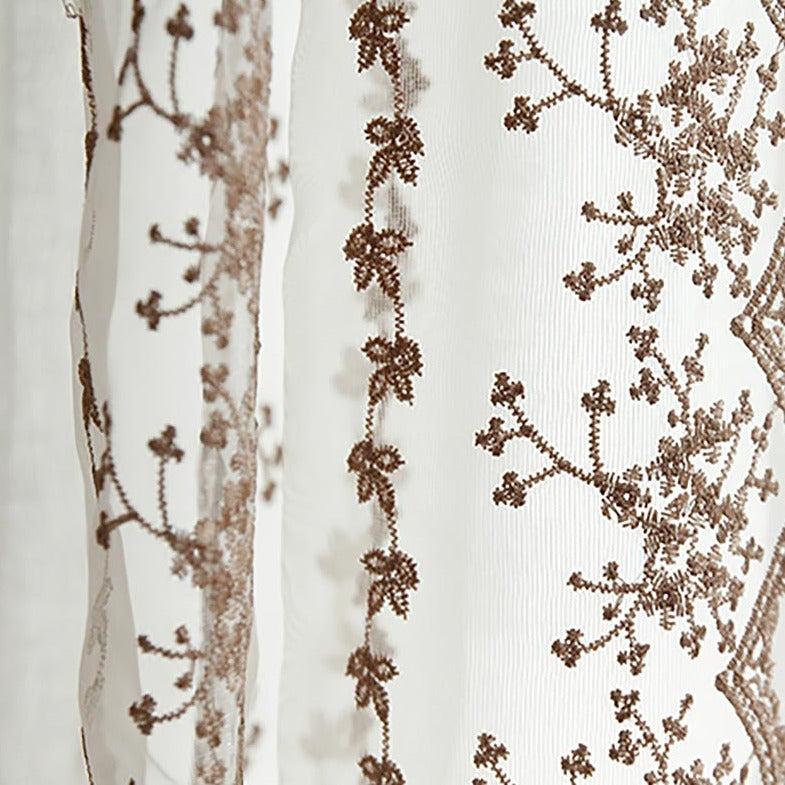 Custom Elisabeth Cotton Embroidered Floral Lace Sheer Curtains / Drapes | MIFU Decor