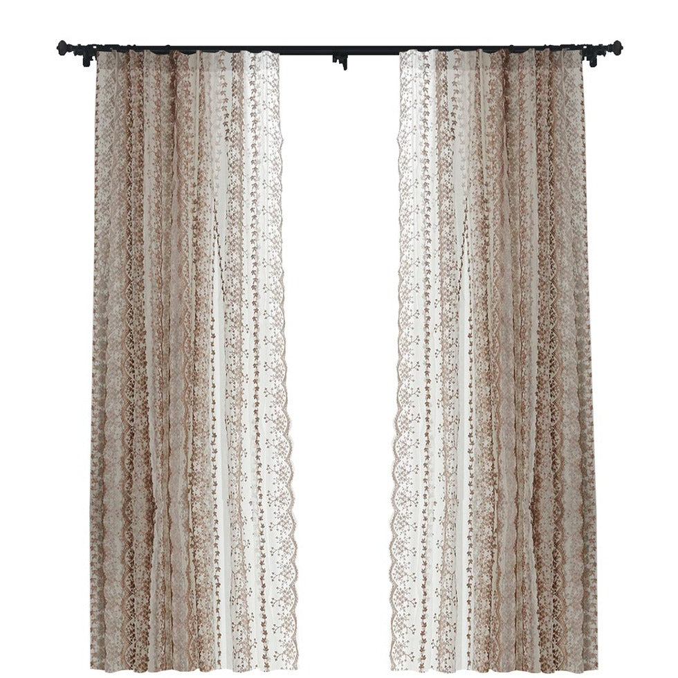 Custom Elisabeth Cotton Embroidered Floral Lace Sheer Curtains / Drapes | MIFU Decor