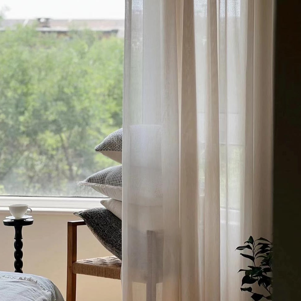 Custom Waltz Linen Flax Yarn-dyed Sheer Curtains / Drapes | MIFU Decor