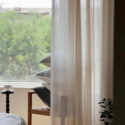 Custom Waltz Linen Flax Yarn-dyed Sheer Curtains / Drapes | MIFU Decor