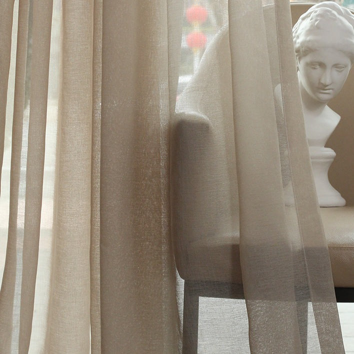Custom Latte Classical Yarn-dyed Sheer Curtains / Drapes | MIFU Decor