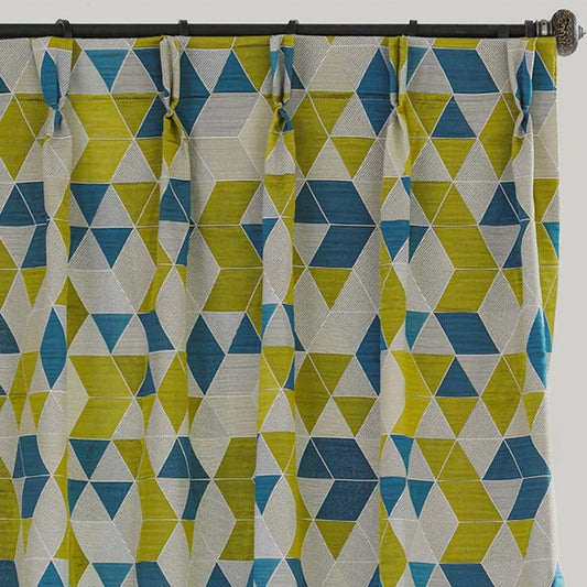 Custom Lemon Geometric Jacquard Curtains / Drapes | MIFU Decor