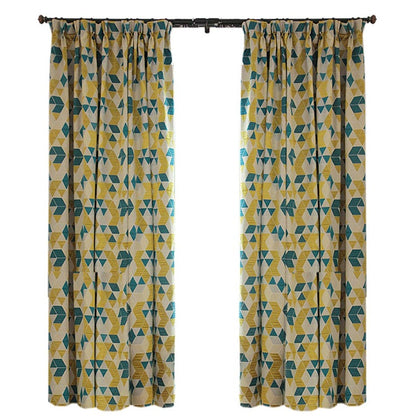 Custom Lemon Geometric Jacquard Curtains / Drapes | MIFU Decor