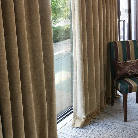 Custom Heavyweight Beige Chenille Curtains / Drapes | MIFU Decor