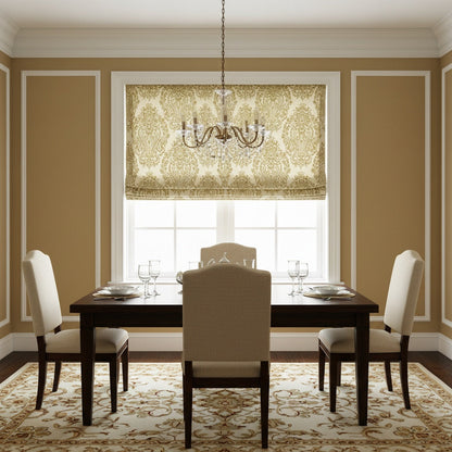 Custom Damask Cotton-Linen Floral Print Roman Shades | MIFU Decor