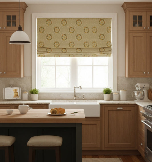 Custom Wreath Floral Jacquard Roman Shades | MIFU Decor